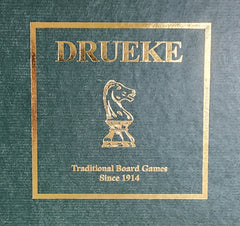 Drueke 18”x 18” Solid Walnut and Maple Chess Set with all pieces
